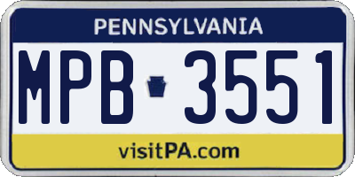 PA license plate MPB3551