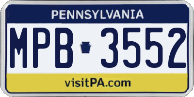 PA license plate MPB3552