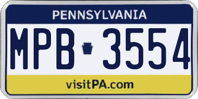 PA license plate MPB3554