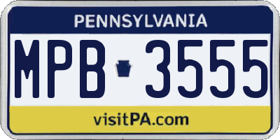 PA license plate MPB3555