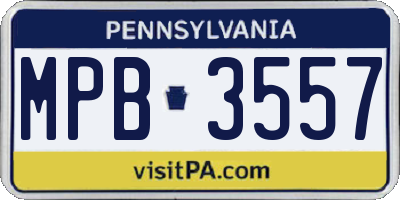 PA license plate MPB3557