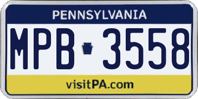 PA license plate MPB3558