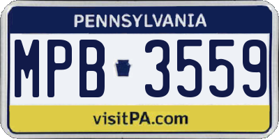 PA license plate MPB3559