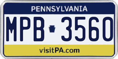 PA license plate MPB3560