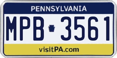 PA license plate MPB3561