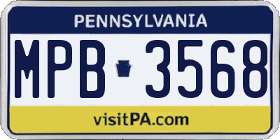 PA license plate MPB3568