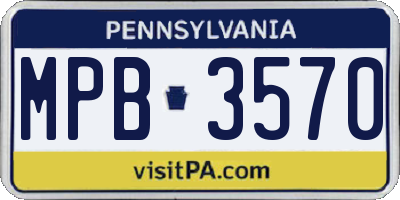 PA license plate MPB3570
