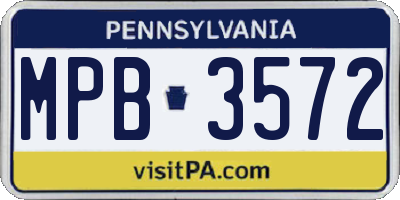 PA license plate MPB3572
