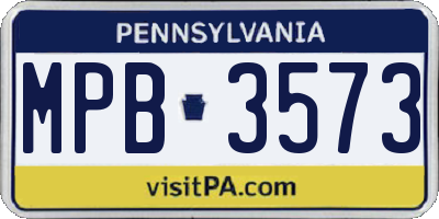 PA license plate MPB3573