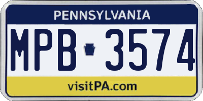 PA license plate MPB3574