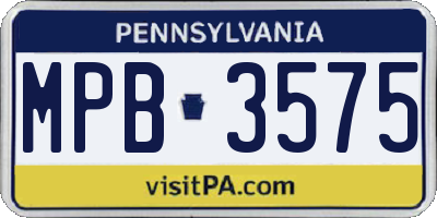 PA license plate MPB3575