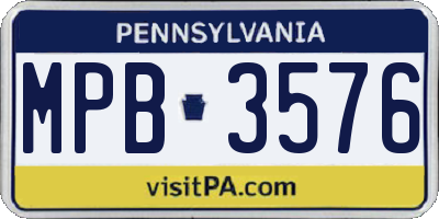 PA license plate MPB3576