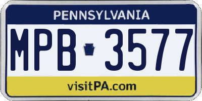 PA license plate MPB3577