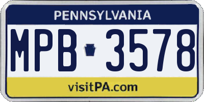 PA license plate MPB3578