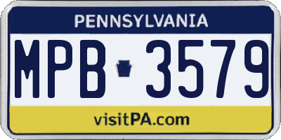 PA license plate MPB3579