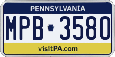 PA license plate MPB3580