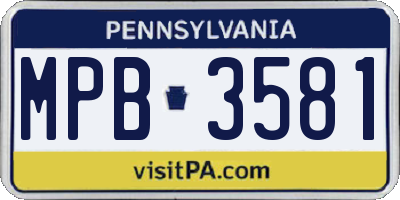 PA license plate MPB3581