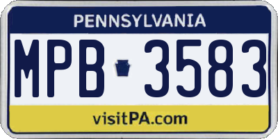PA license plate MPB3583