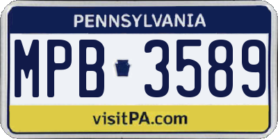 PA license plate MPB3589