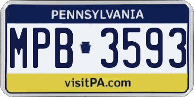 PA license plate MPB3593