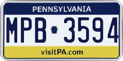 PA license plate MPB3594