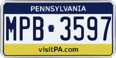 PA license plate MPB3597