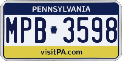 PA license plate MPB3598