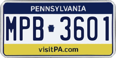 PA license plate MPB3601