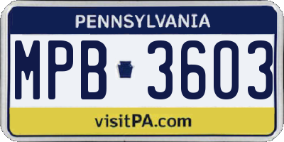 PA license plate MPB3603