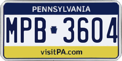 PA license plate MPB3604