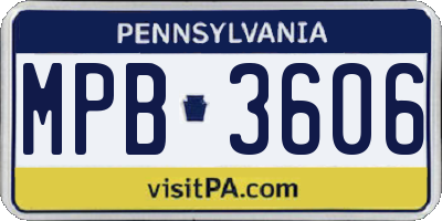 PA license plate MPB3606