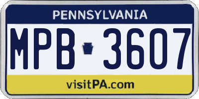 PA license plate MPB3607