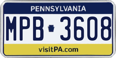 PA license plate MPB3608