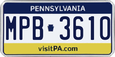 PA license plate MPB3610
