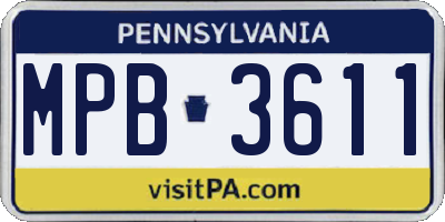 PA license plate MPB3611