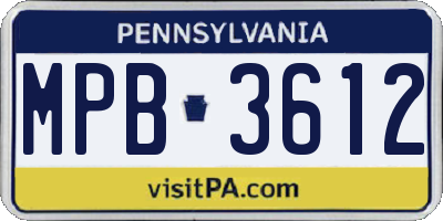 PA license plate MPB3612
