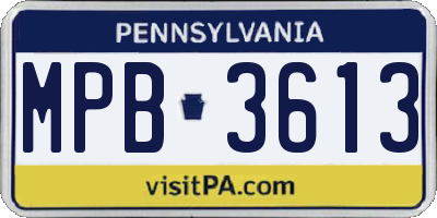 PA license plate MPB3613