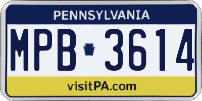 PA license plate MPB3614