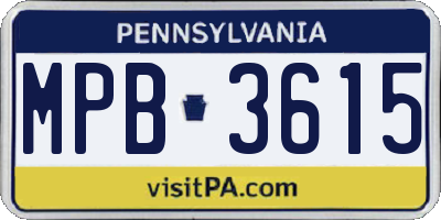 PA license plate MPB3615