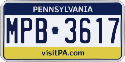PA license plate MPB3617