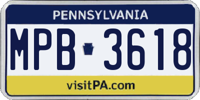 PA license plate MPB3618