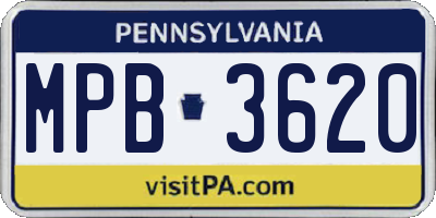 PA license plate MPB3620