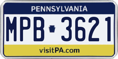 PA license plate MPB3621