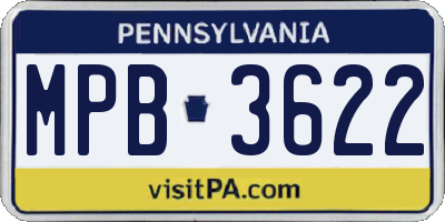 PA license plate MPB3622