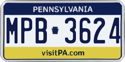 PA license plate MPB3624