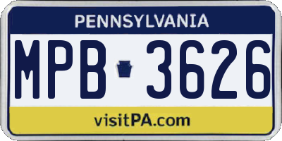 PA license plate MPB3626