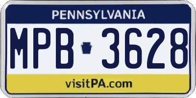 PA license plate MPB3628