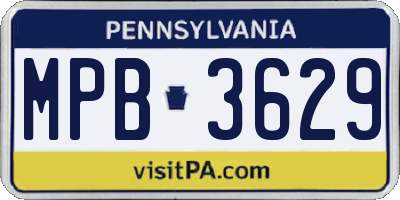 PA license plate MPB3629