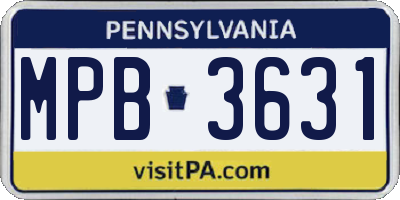 PA license plate MPB3631
