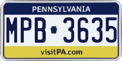 PA license plate MPB3635